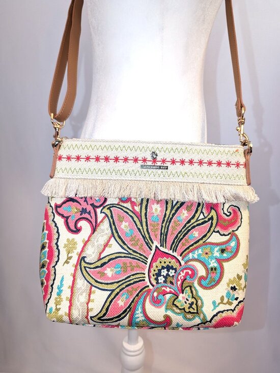 Spartina 449 Handbags - Spartina 449	| Linen & Leather Salt Meadow Hipster Crossbody Bag	| One Size
